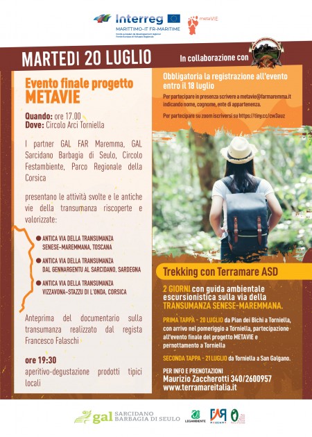 Progetto M.E.T.A.V.I.E. Evento del 20 luglio in diretta dalla Maremma Toscana